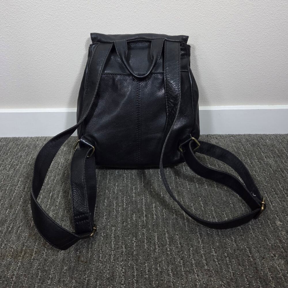 American Leather Co Black Leather Backpack Purse - Picture 3 of 16